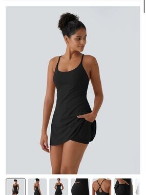 Halara In My Dream 2-in-1 Back Cross Cami Tennis Dress Black Tennis Mini Dress